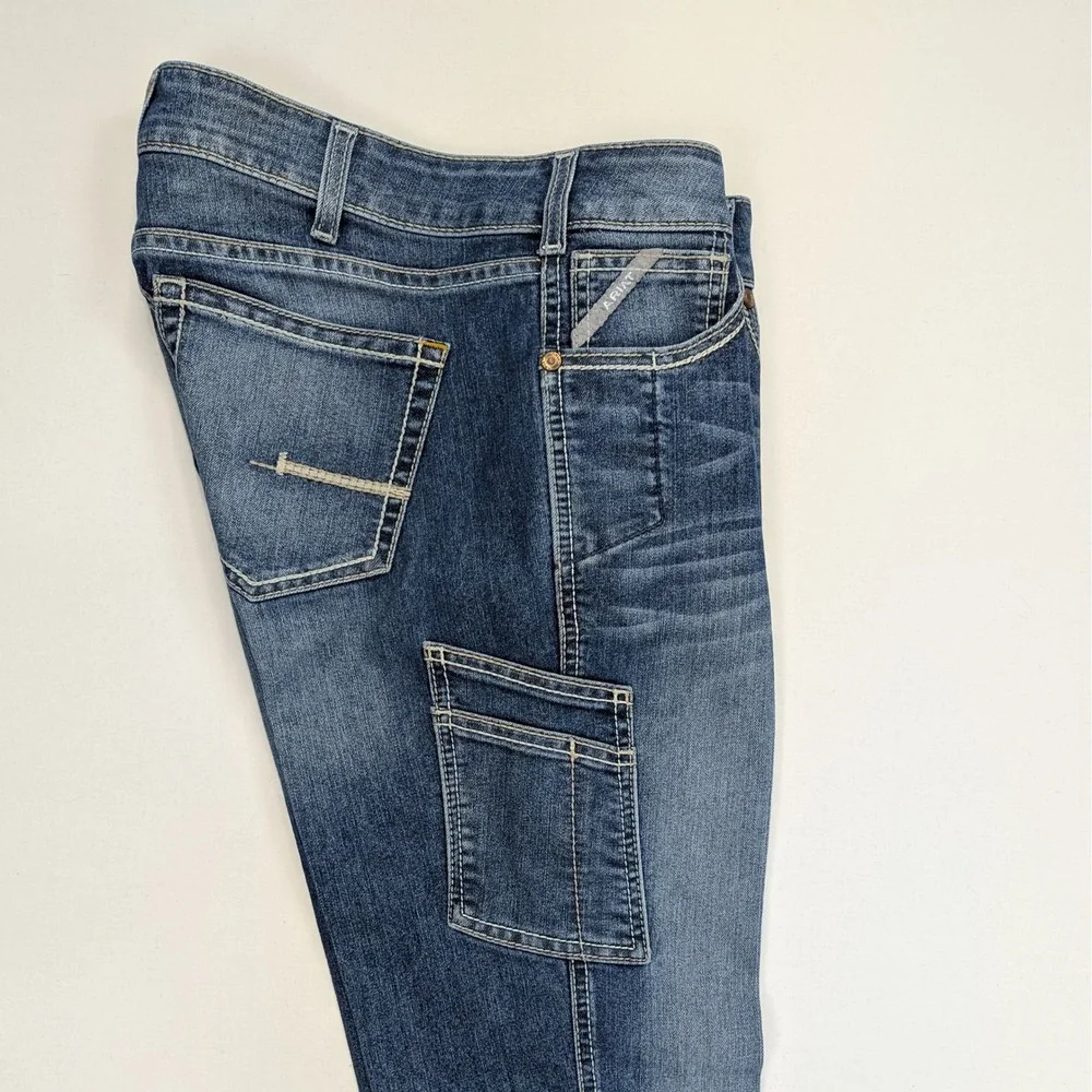 Ariat Rebar Riveter Straight Jeans 31L Mid Rise Nightride Work Denim 34